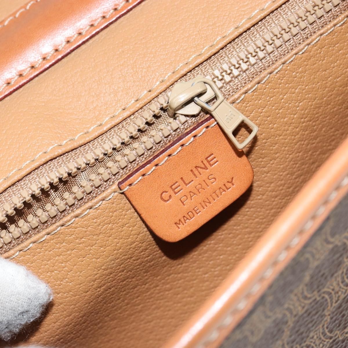 Celine Vintage Macadam Circle Logo Shoulder Bag Canvas And Leather Brown Canvas Shoulder Bag Bag (Pre-Owned)