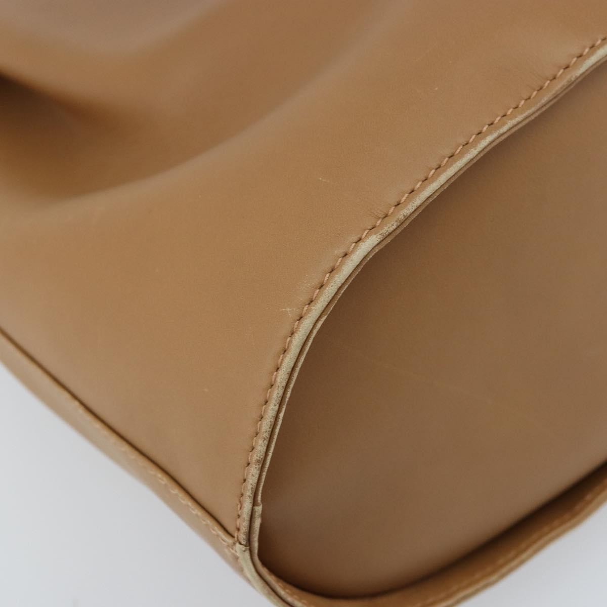 Salvatore Ferragamo Gancini Shoulder Bag Leather Beige Leather Shoulder Bag Bag (Pre-Owned)