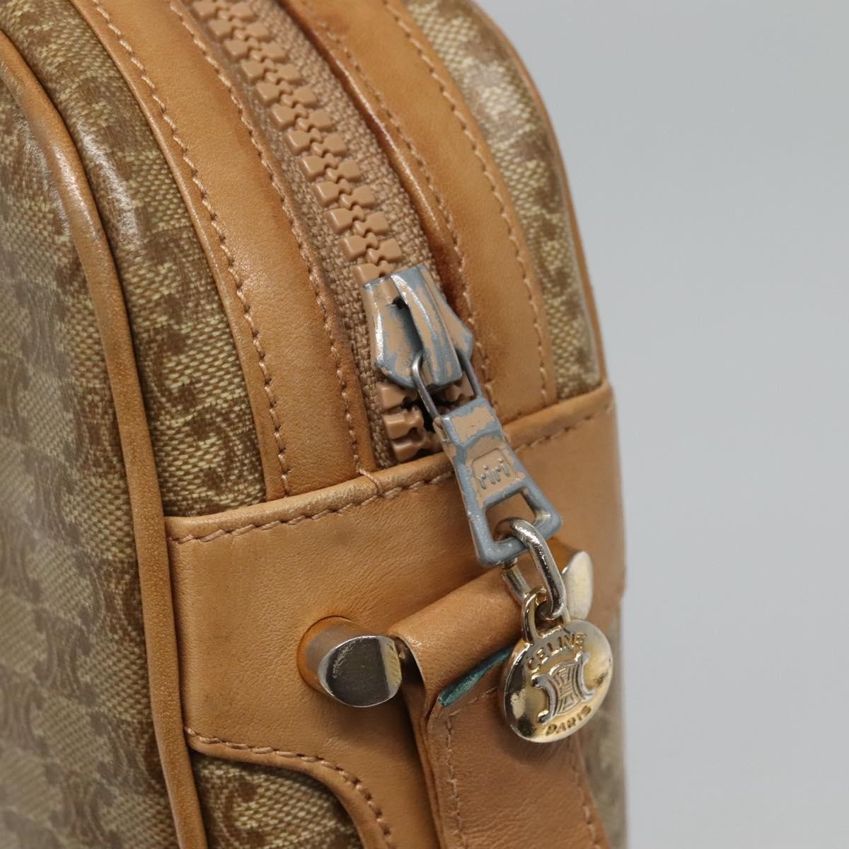 Celine Vintage Macadam Shoulder Bag Canvas And Leather Beige Canvas Shoulder Bag Bag (Pre-Owned)