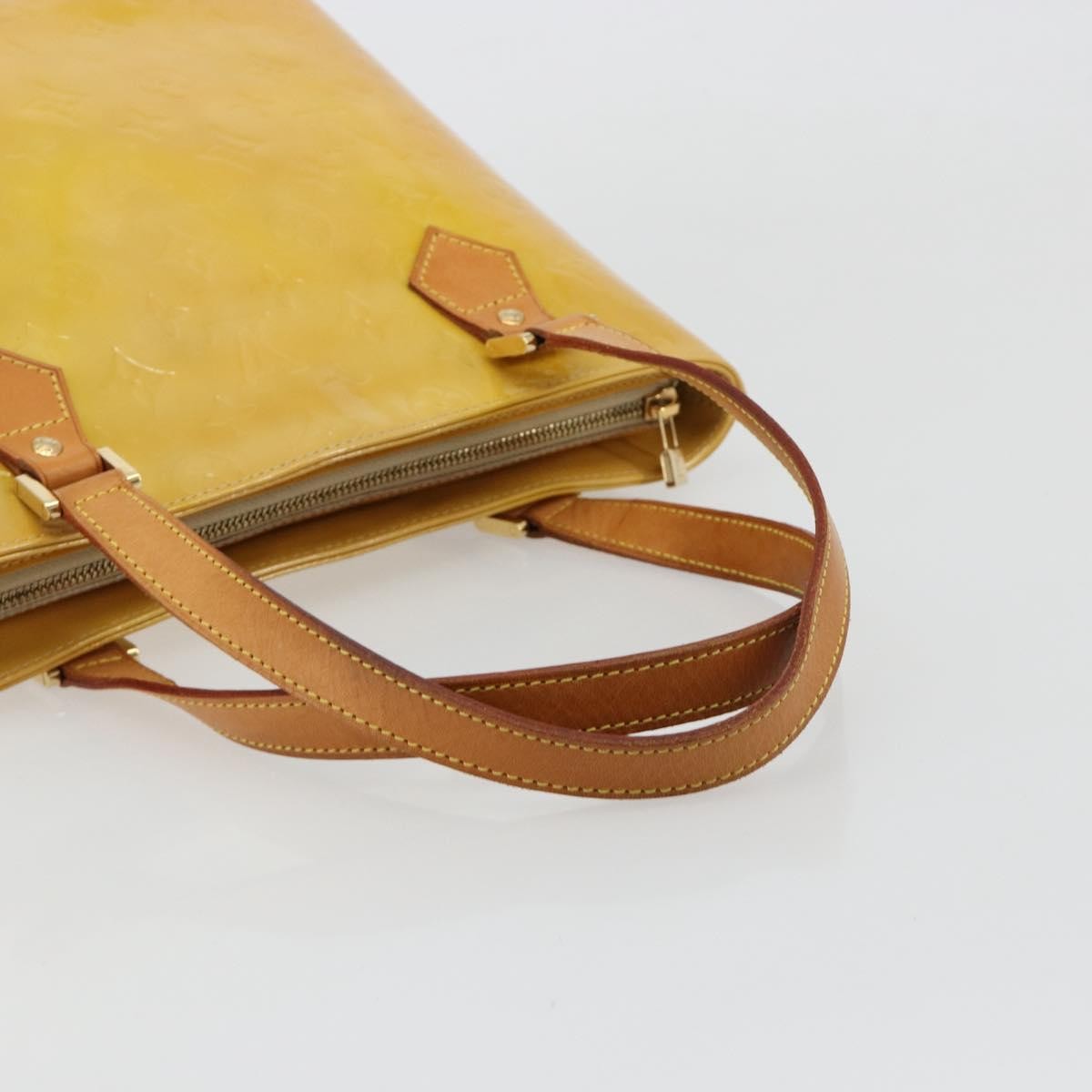 Louis Vuitton Houston Handbag Monogram Vernis Beige Patent_Leather Handbag (Pre-Owned)