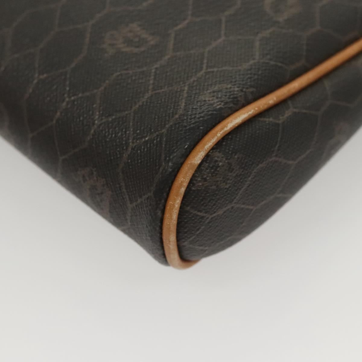 Christian Dior Vintage Honeycomb Zip Pouch Canvas And Leather Black Canvas Clutche & Pouche Bag (Pre-Owned)