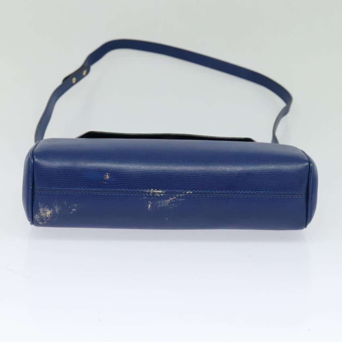 Celine Vintage Circle Logo Crossbody Bag Leather Blue Leather Shoulder Bag Bag (Pre-Owned)