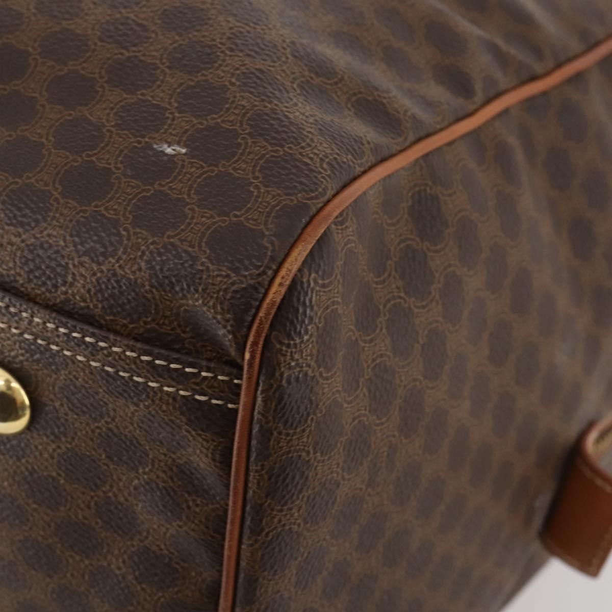 Celine Vintage Duffle Bag Canvas And Leather Brown Canvas Travel Bag Bag (Pre-Owned)