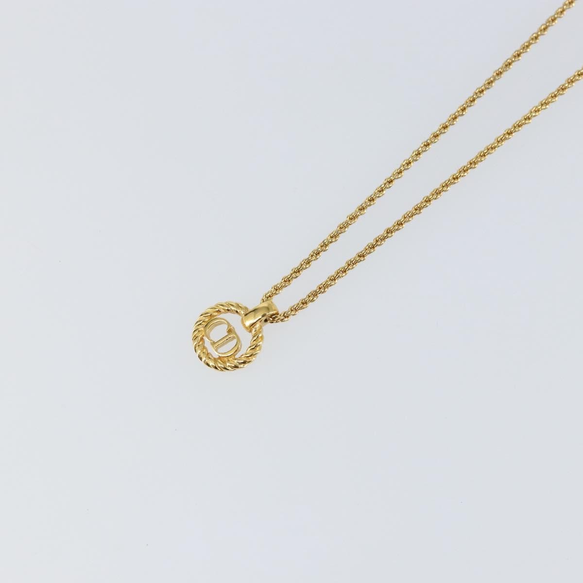 Christian Dior Cd Round Pendant Necklace Metal Gold Metal Necklace Jewelry (Pre-Owned)
