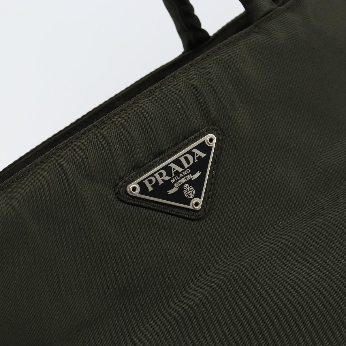 Prada Vintage Zip Tote Tessuto Khaki Nylon Tote Bag Bag (Pre-Owned)