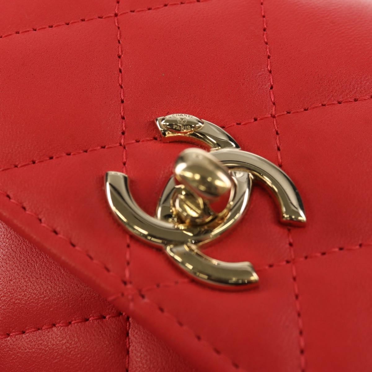 Chanel Trendy Cc Clutch With Chain Quilted Lambskin Red Leather Clutche & Pouche Bag (Pre-Owned)