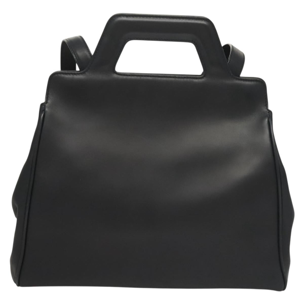 Salvatore Ferragamo Soft W Tote Leather Black Leather Tote Bag Bag (Pre-Owned)