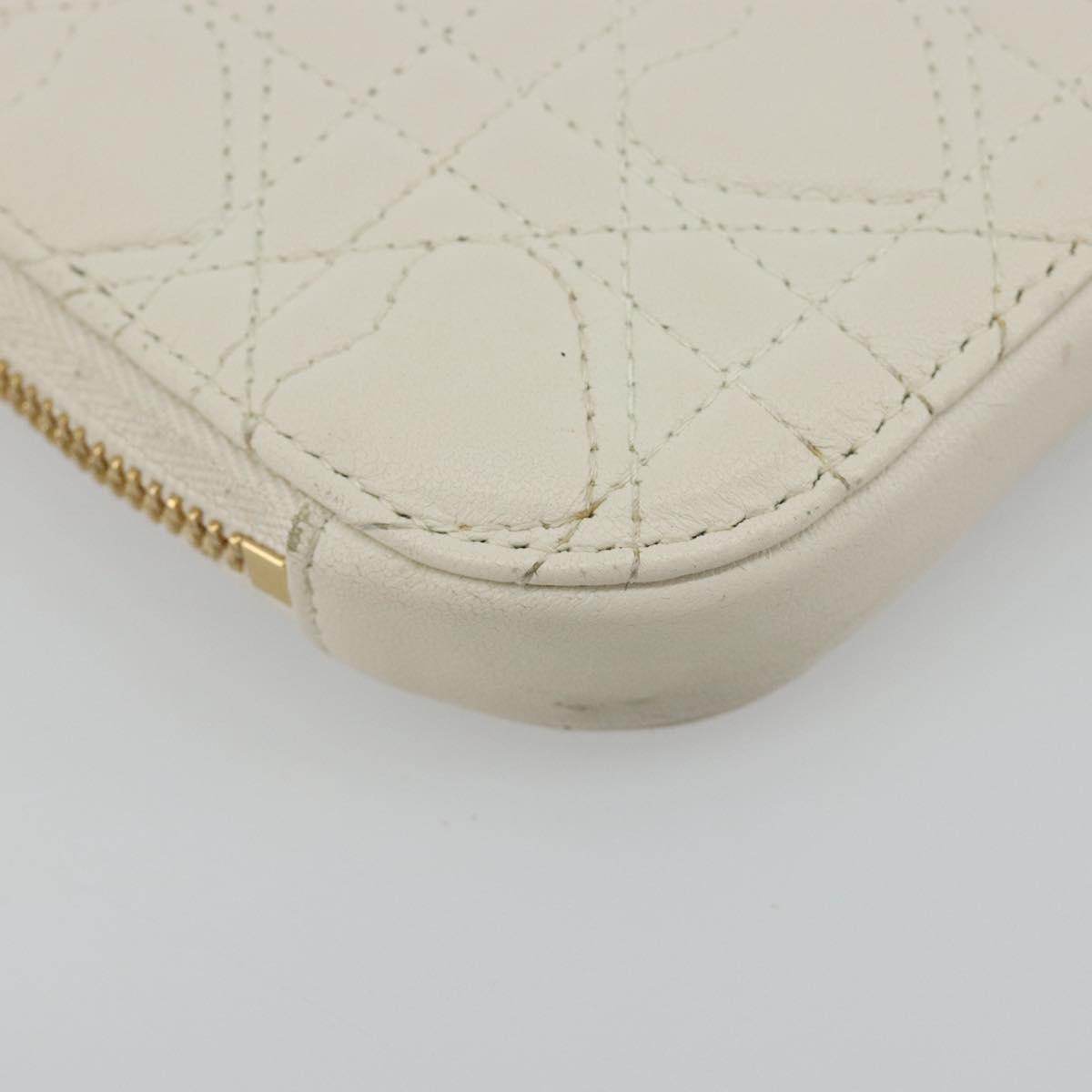 Christian Dior Lady Dior Phone Holder On Chain Cannage Quilt Lambskin White Leather Shoulder Bag Bag (Pre-Owned)