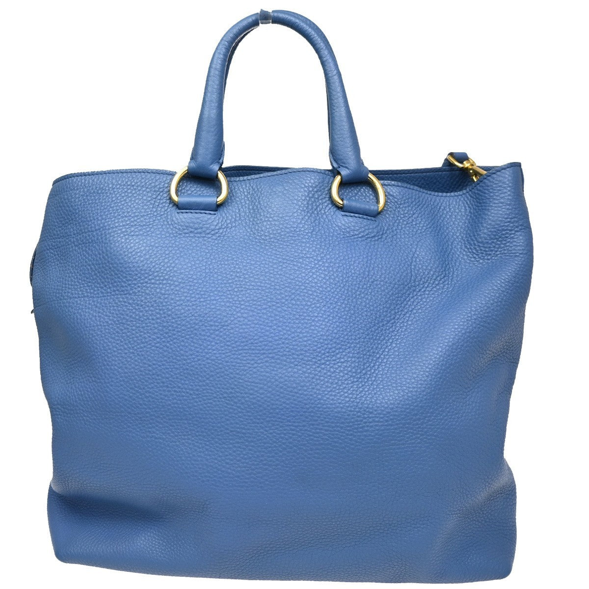 Prada Convertible Shopper Tote Vitello Daino Blue Leather Tote Bag Bag (Pre-Owned)