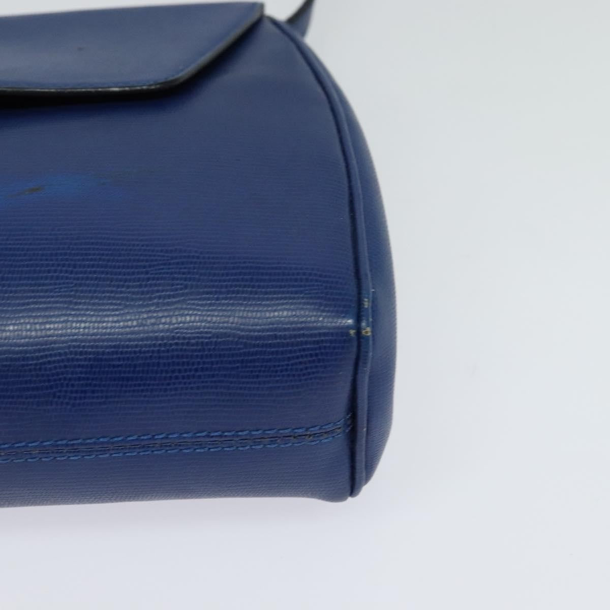 Celine Vintage Circle Logo Crossbody Bag Leather Blue Leather Shoulder Bag Bag (Pre-Owned)