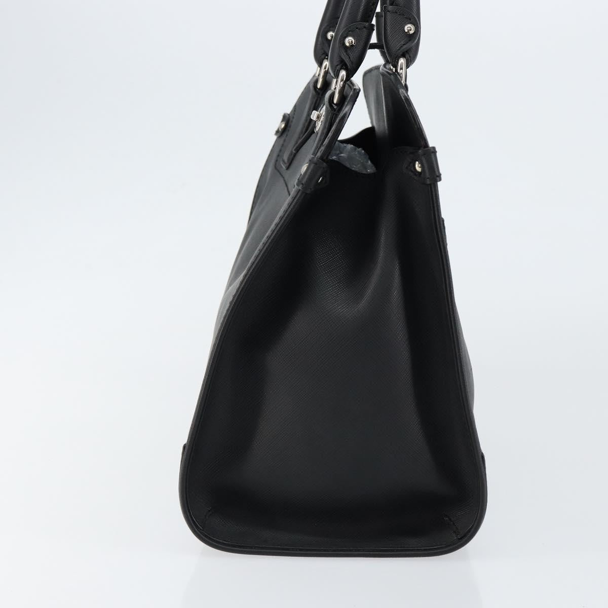Salvatore Ferragamo Gancini Handbag Leather Black Leather Handbag (Pre-Owned)