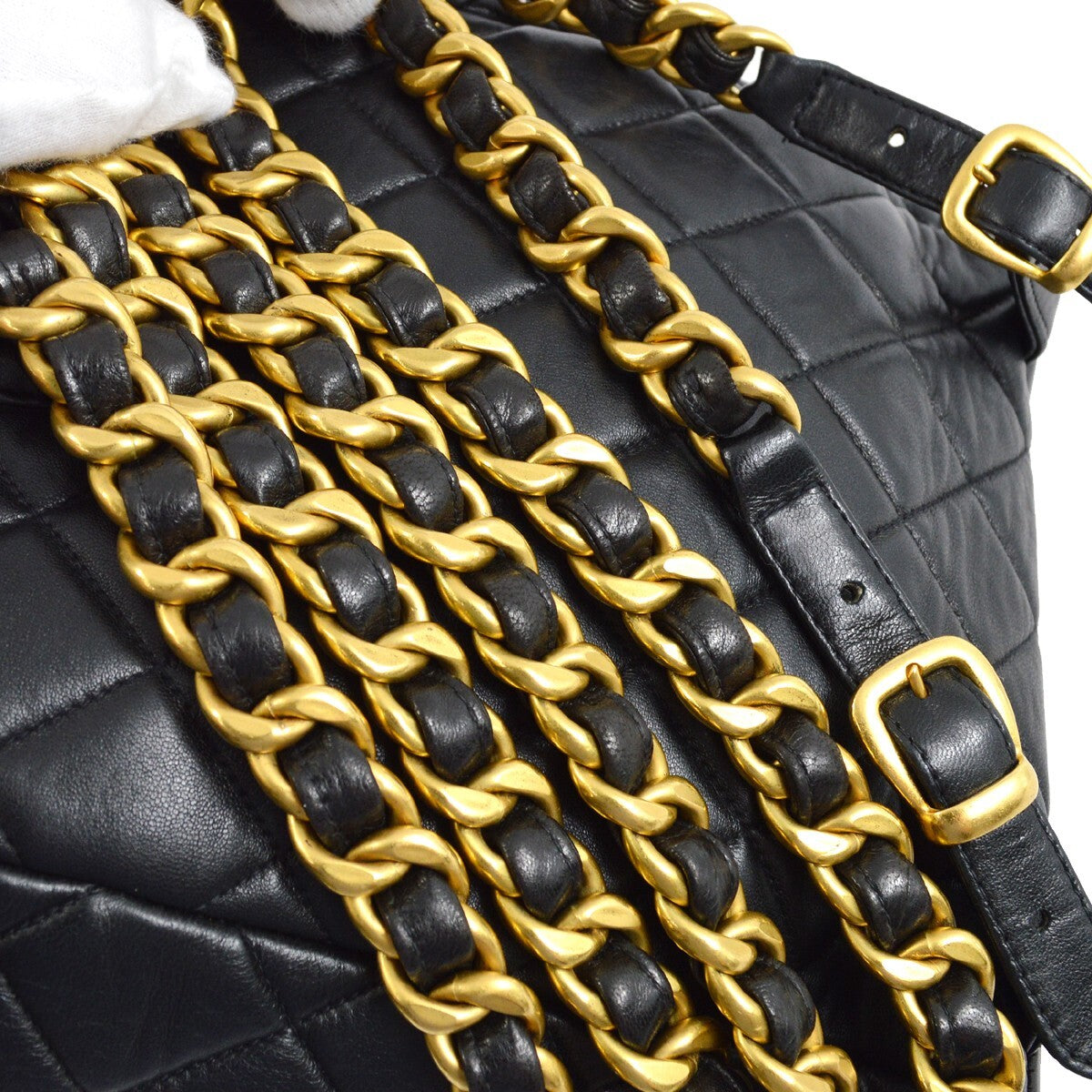 Chanel Duma Drawstring Backpack Quilted Leather Black Leather Backpack Bag (Pre-Owned)