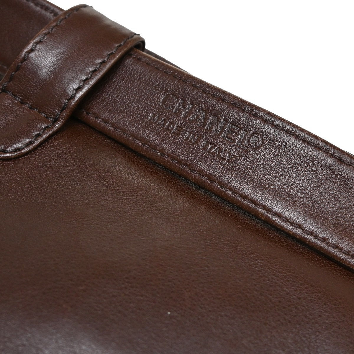 Chanel Vintage Front Pocket Waist Bag Leather Brown Leather Clutche & Pouche Bag (Pre-Owned)