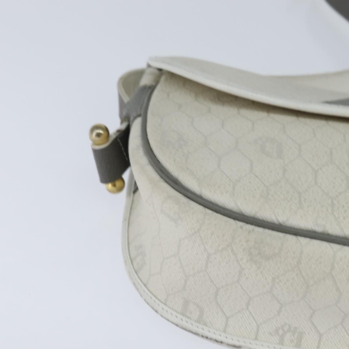 Christian Dior Vintage Honeycomb Flap Crossbody Bag Canvas And Leather White Canvas Shoulder Bag Bag (Pre-Owned)