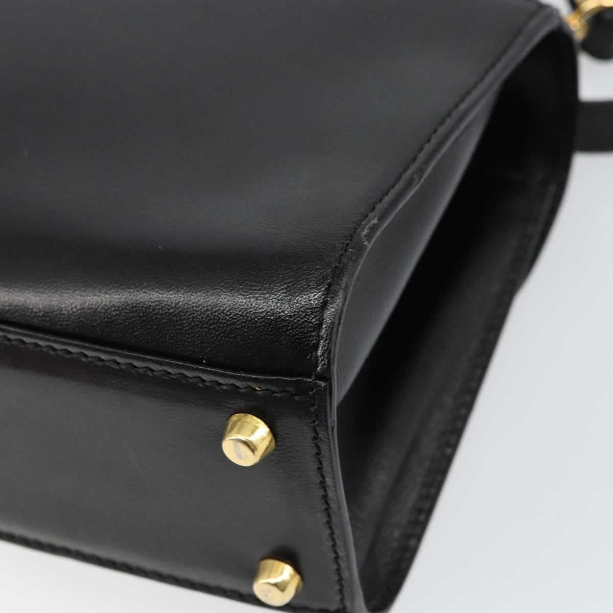 Bally Vintage Handbag Leather Black Leather Handbag (Pre-Owned)