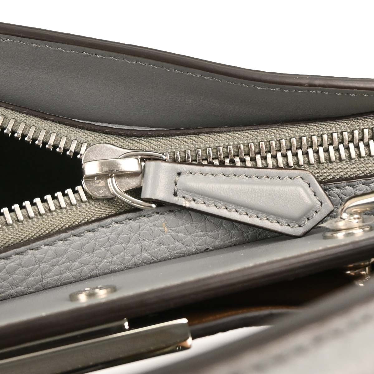 Fendi Peekaboo Iseeu Briefcase Leather Gray Leather Briefcase Bag (Pre-Owned)