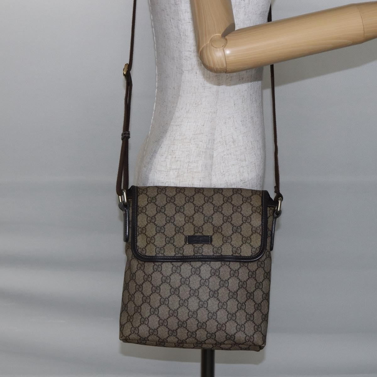 Gucci Flap Messenger Gg Coated Canvas Beige Canvas Shoulder Bag Bag (Pre-Owned)