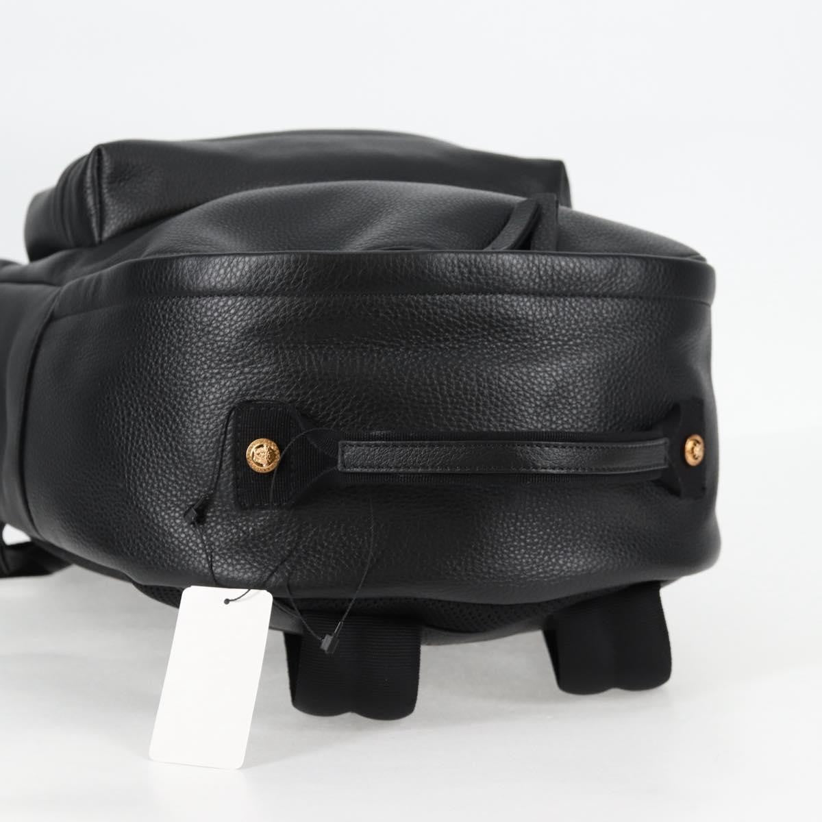 Versace Medusa Zip Backpack Leather Black Leather Backpack Bag (Pre-Owned)