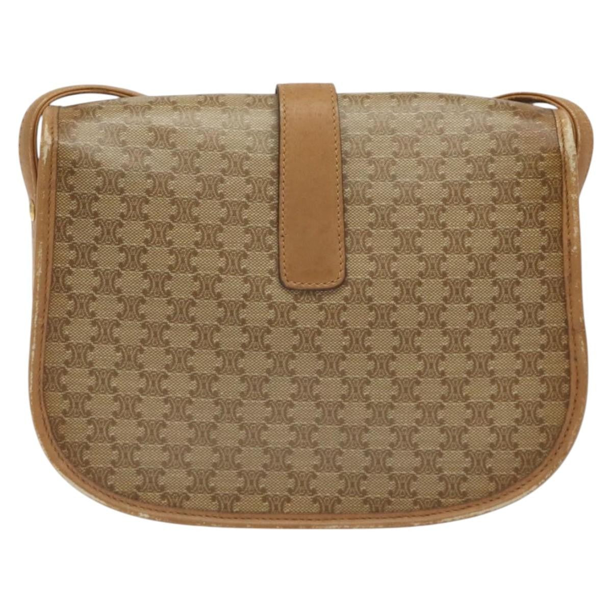 Celine Vintage Macadam Shoulder Bag Canvas And Leather Beige Canvas Shoulder Bag Bag (Pre-Owned)