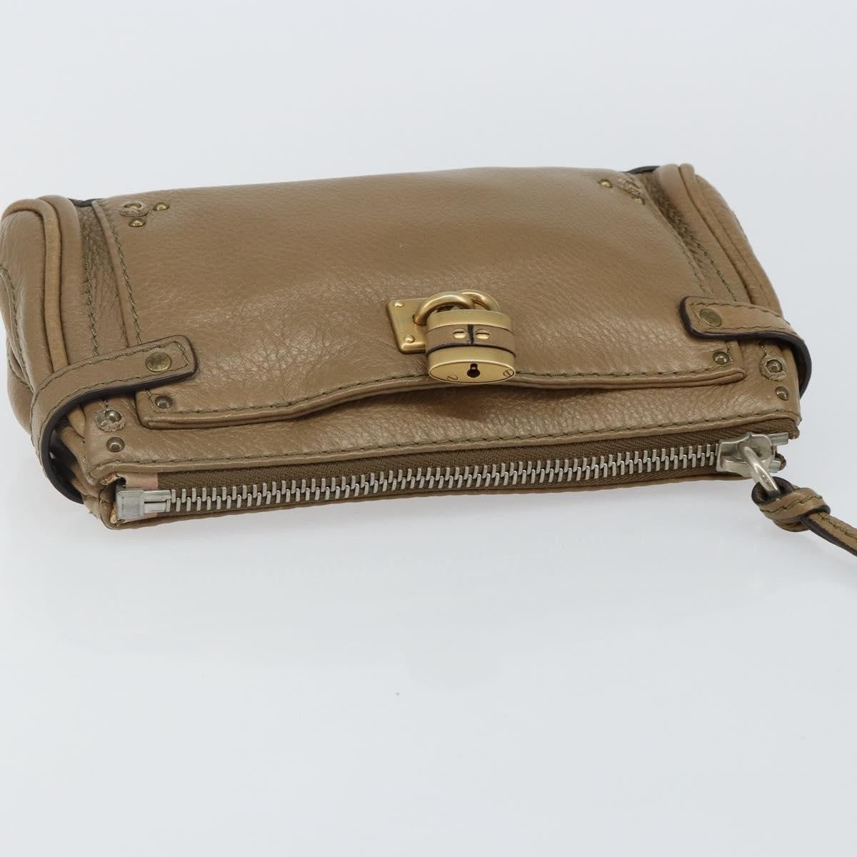 Chloe Paddington Pouch Leather Beige Leather Bag (Pre-Owned)