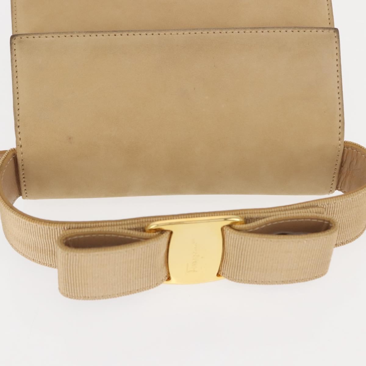 Salvatore Ferragamo Vala Handbag Suede Beige Suede Handbag (Pre-Owned)