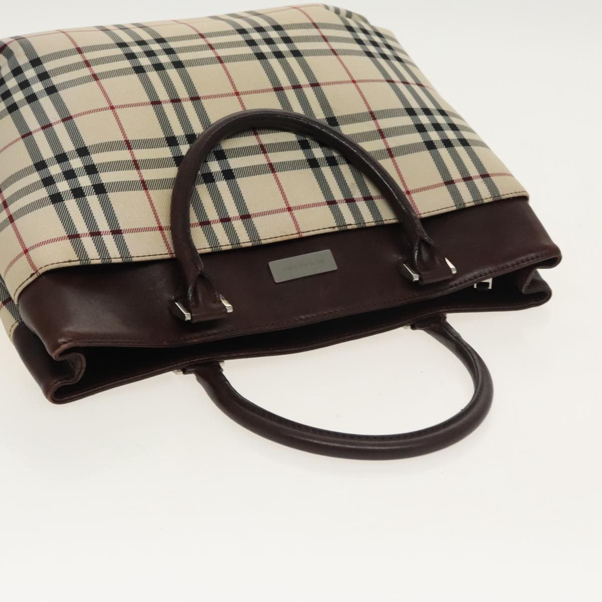 Burberry Nova Check Tote Canvas And Leather Beige Canvas Tote Bag Bag (Pre-Owned)