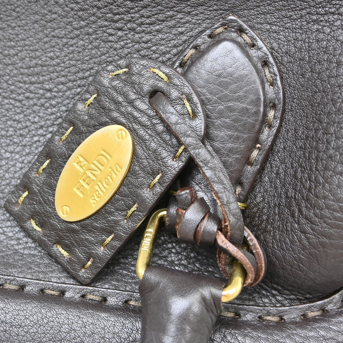 Fendi Selleria Frame Doctor Bag Leather Brown Leather Handbag (Pre-Owned)