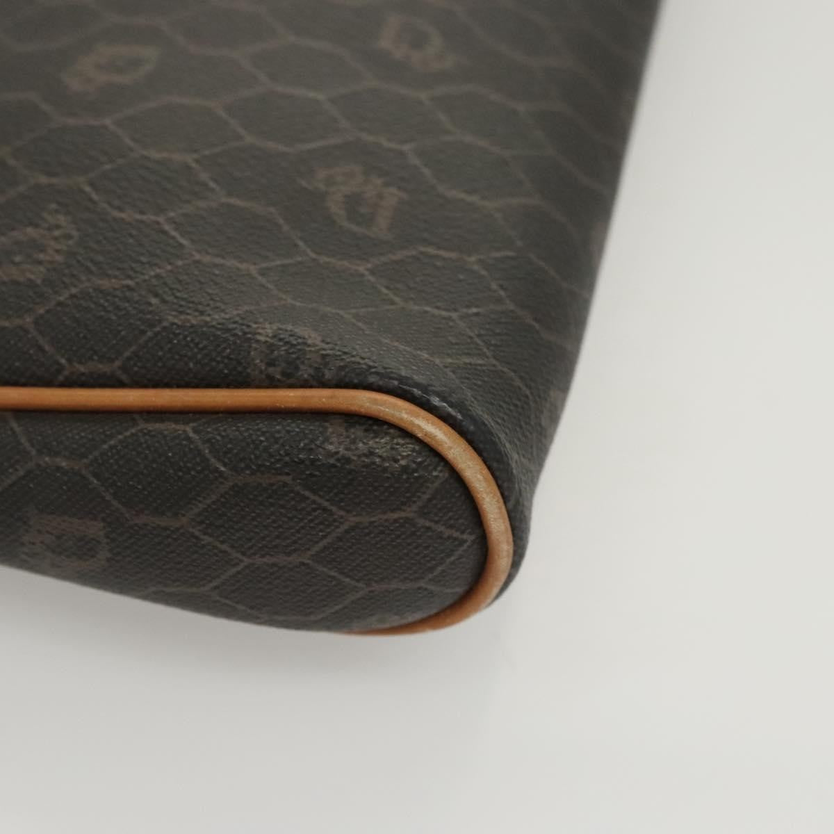 Christian Dior Vintage Honeycomb Zip Pouch Canvas And Leather Black Canvas Clutche & Pouche Bag (Pre-Owned)
