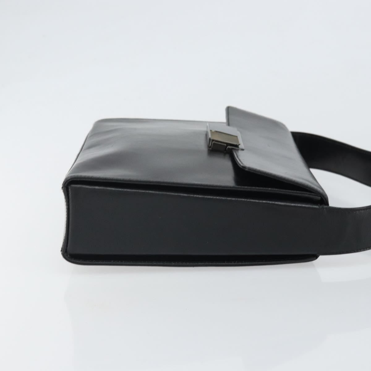 Prada Vintage Flap Shoulder Bag Leather Black Leather Shoulder Bag Bag (Pre-Owned)