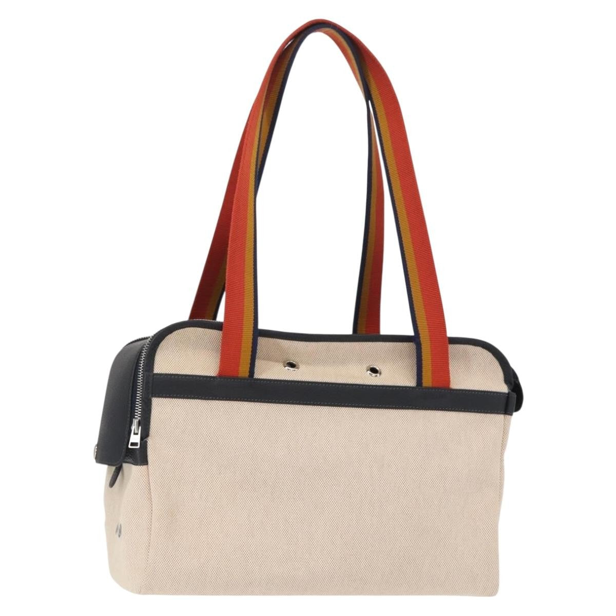 Hermes Sac De Transport Pour Chiens Pet Dog Carrier Toile With Leather Beige Canvas Shoulder Bag Bag (Pre-Owned)