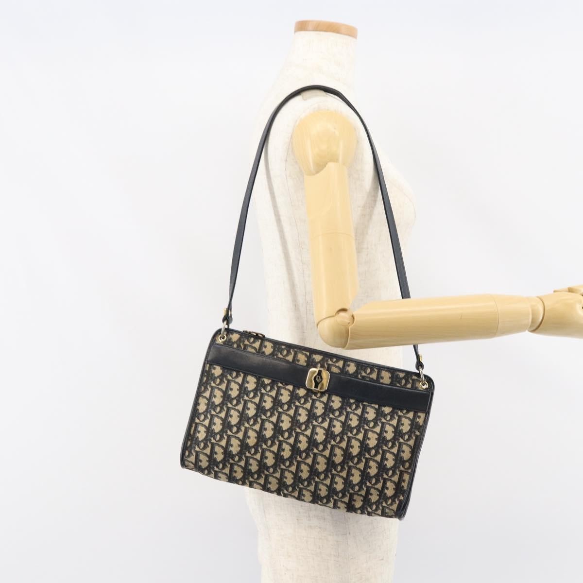 Christian Dior Vintage Trotter Shoulder Bag Canvas Navy Canvas Shoulder Bag Bag (Pre-Owned)