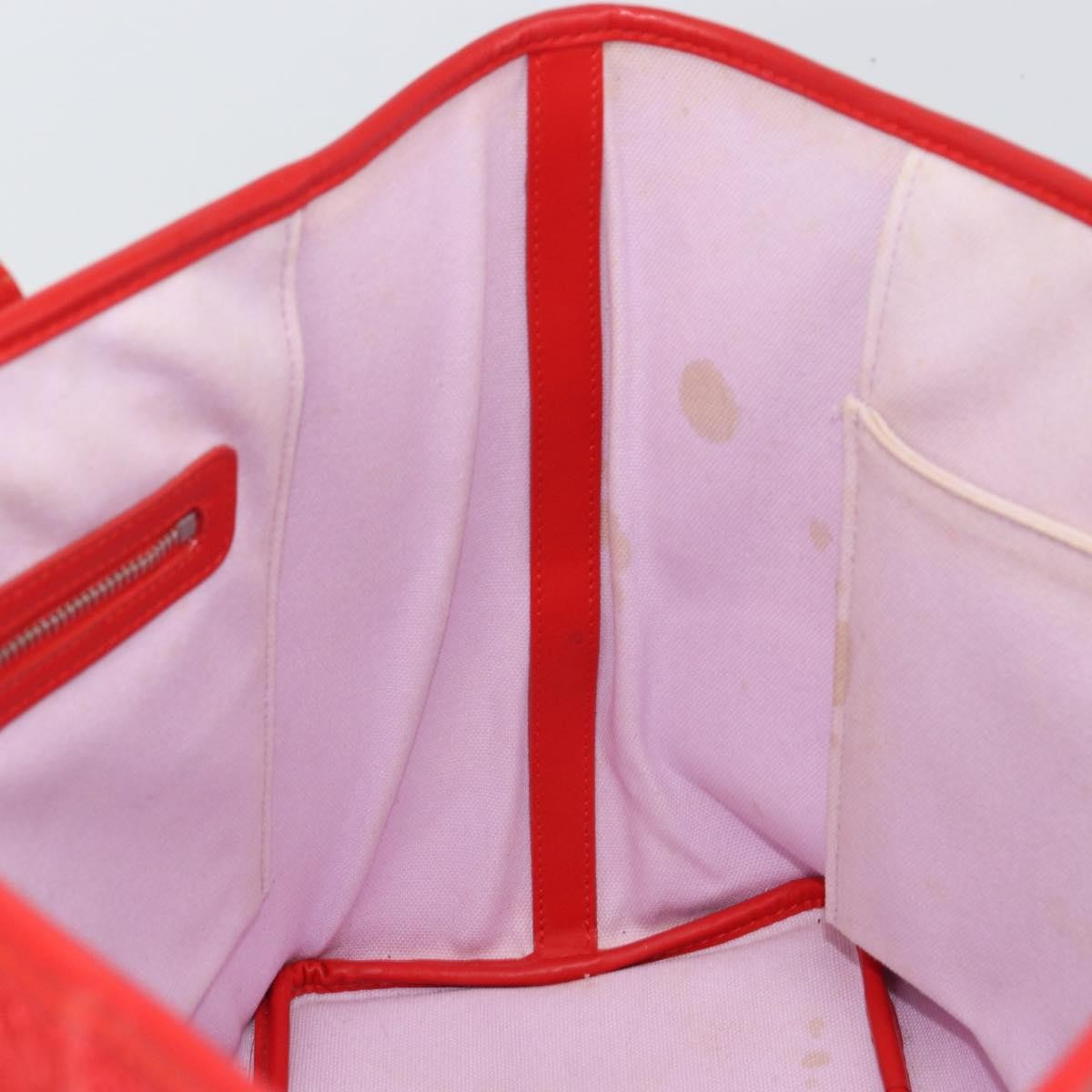 Christian Dior Panarea Tote Printed Cannage Quilt Canvas Red Canvas Tote Bag Bag (Pre-Owned)