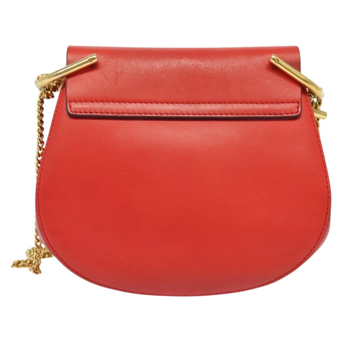 Chloe Drew Crossbody Bag Leather And Suede Red Suede Shoulder Bag Bag (Pre-Owned)