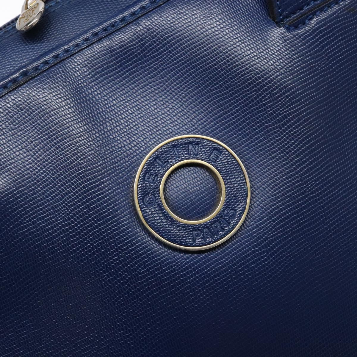 Celine Circle Logo Handbag Leather Blue Leather Bag (Pre-Owned)