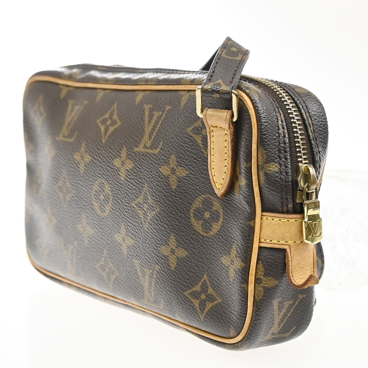 Louis Vuitton Pochette Marly Bandouliere Bag Monogram Canvas Brown Leather Shoulder Bag Bag (Pre-Owned)