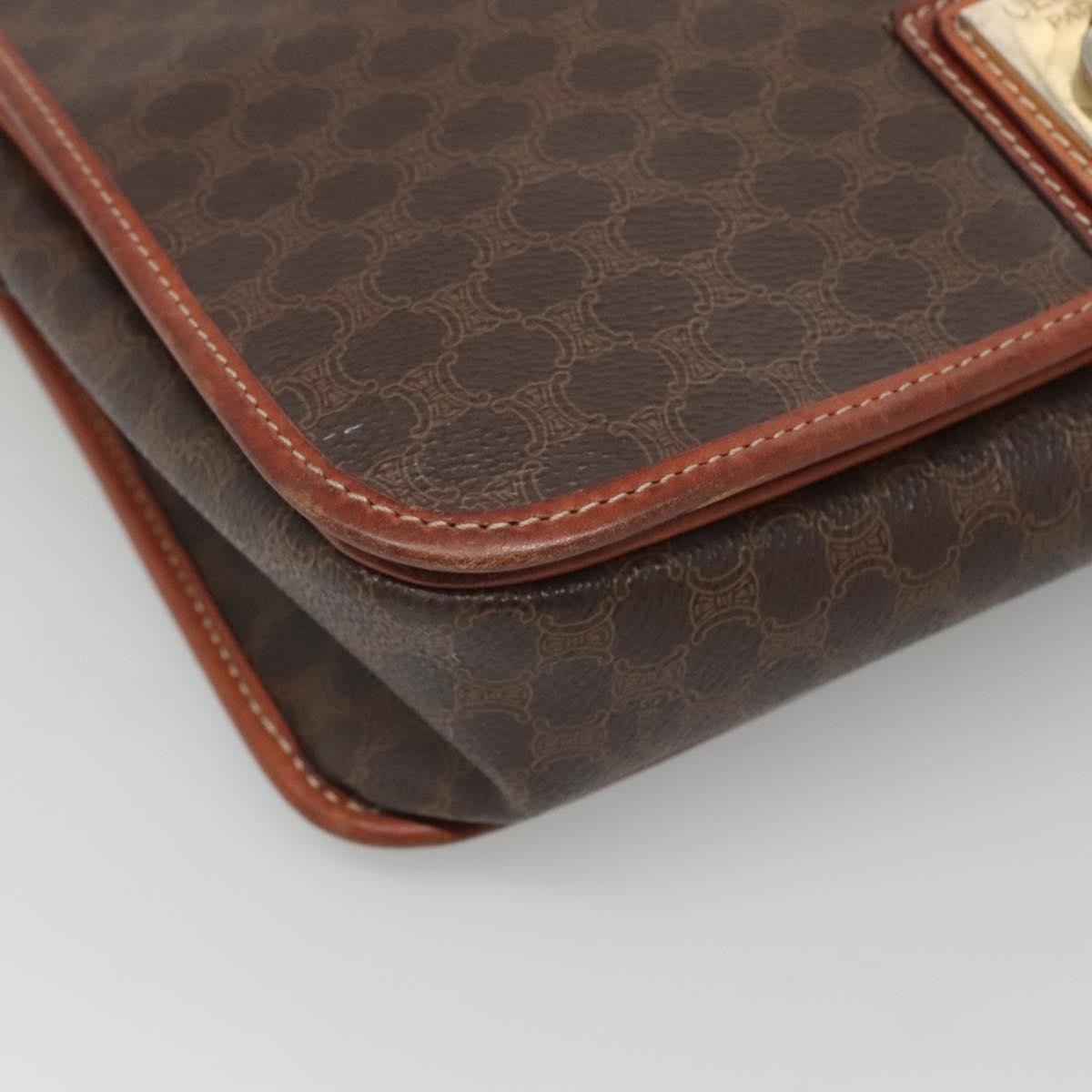 Celine Vintage Macadam Shoulder Bag Canvas And Leather Brown Canvas Shoulder Bag Bag (Pre-Owned)