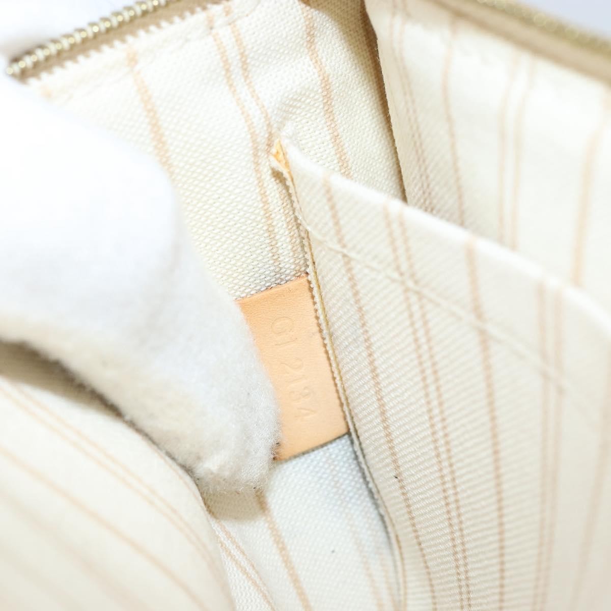 Louis Vuitton Neverfull Pochette Damier White Canvas Clutche & Pouche Bag (Pre-Owned)