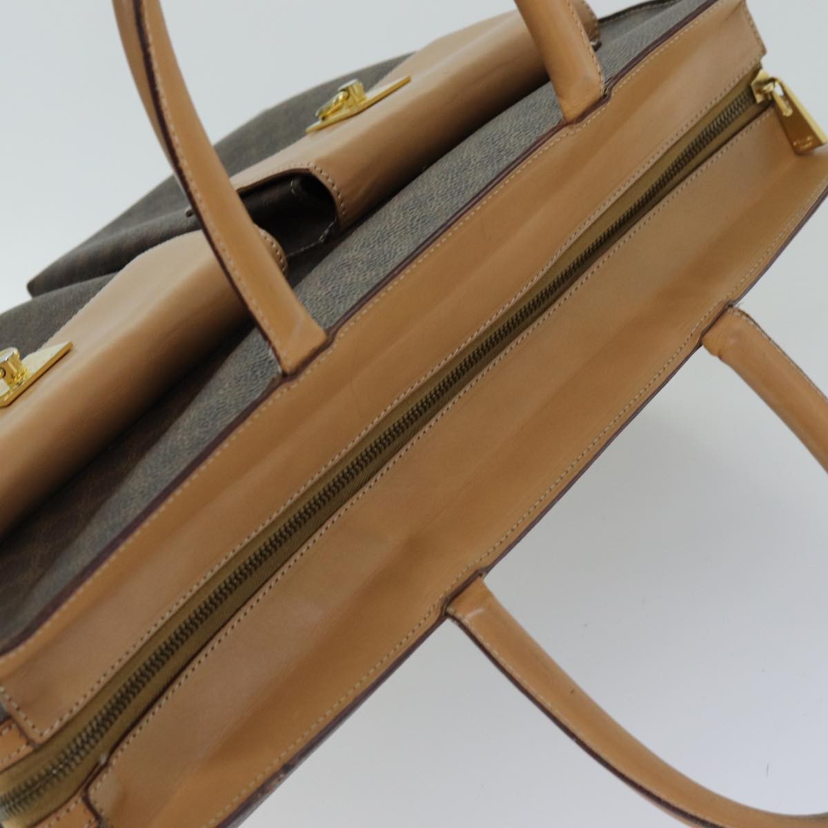 Celine Vintage Macadam Tote Bag Canvas And Leather Brown Canvas Tote Bag Bag (Pre-Owned)