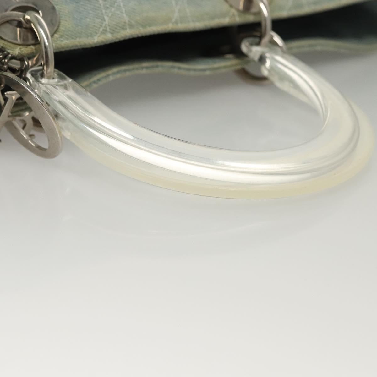 Christian Dior Vintage Lady Dior Bag Cannage Quilt Denim Blue Canvas Tote Bag Bag (Pre-Owned)