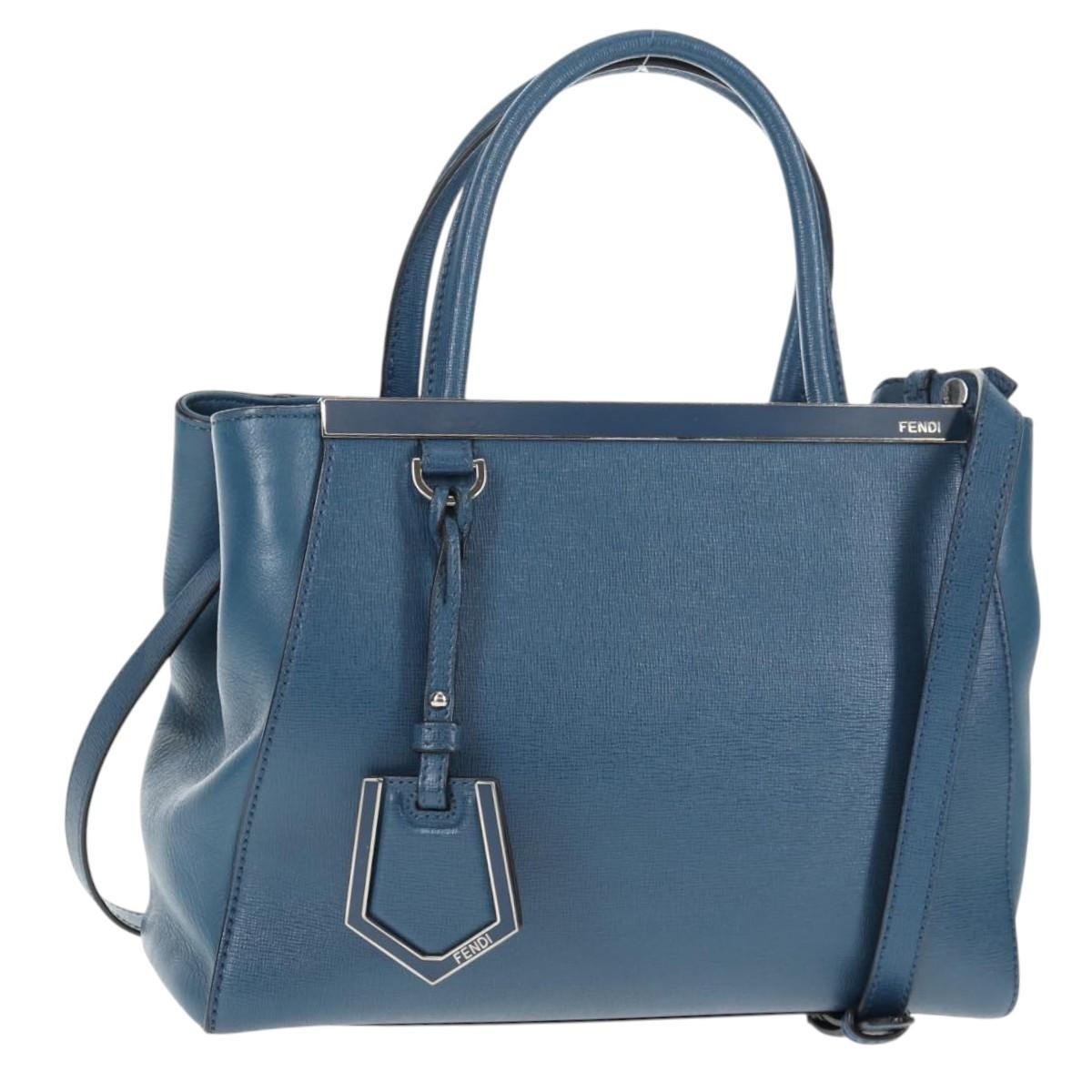 Fendi 2Jours Bag Leather Blue Leather Bag (Pre-Owned)
