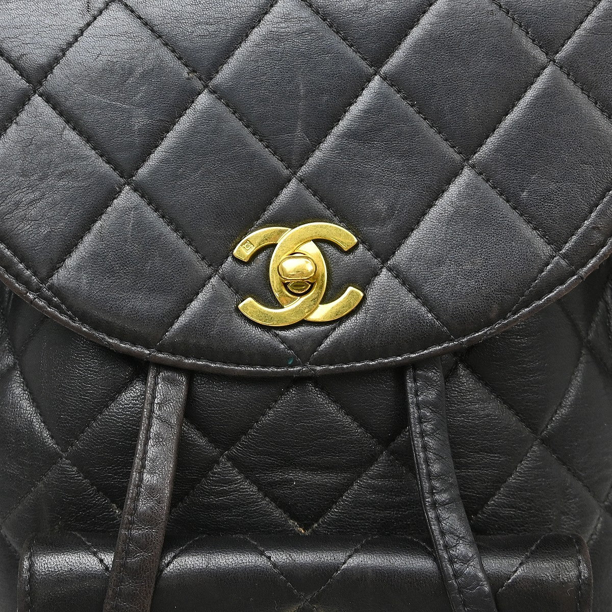 Chanel Duma Drawstring Backpack Quilted Leather Black Leather Backpack Bag (Pre-Owned)