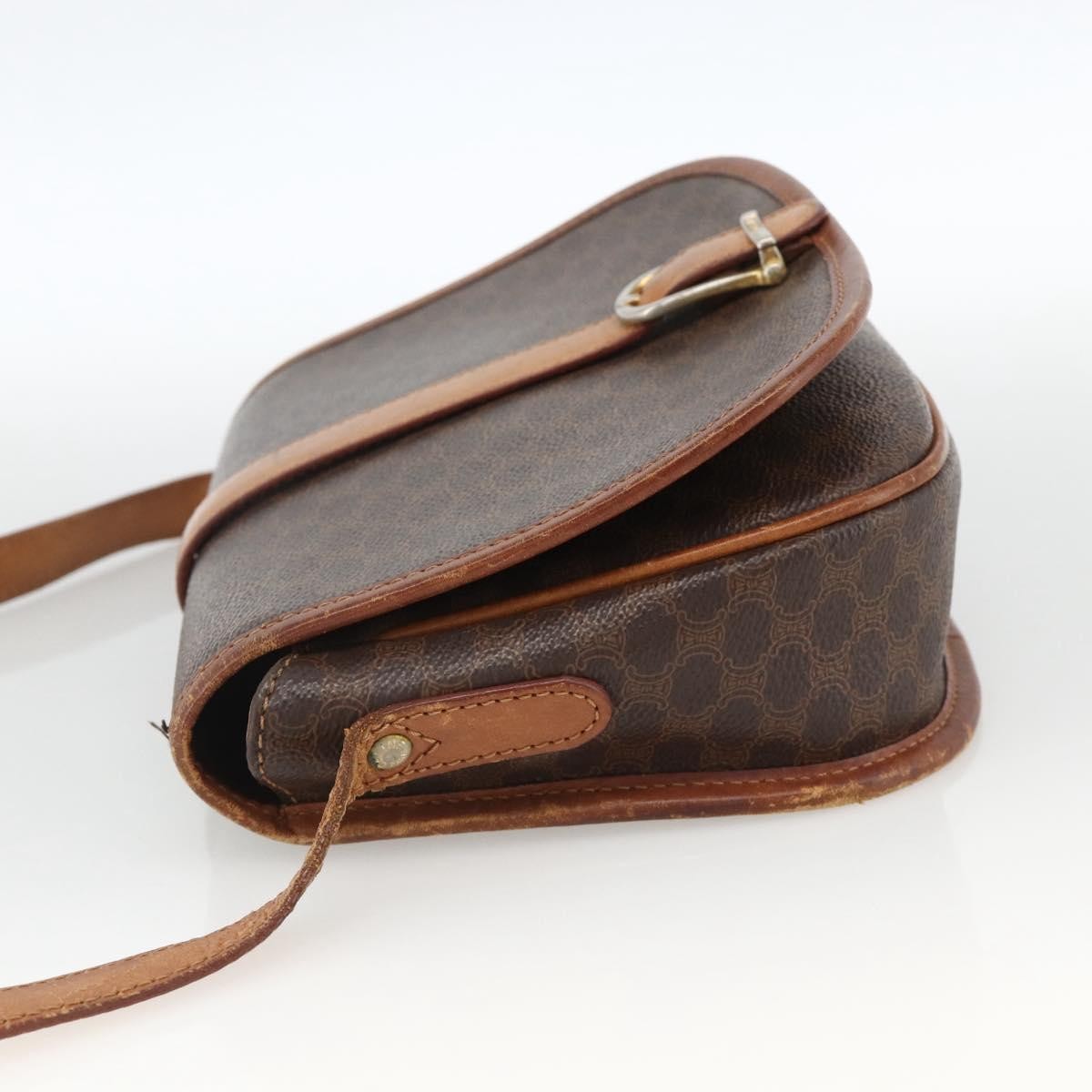 Celine Vintage Macadam Shoulder Bag Canvas And Leather Brown Canvas Shoulder Bag Bag (Pre-Owned)