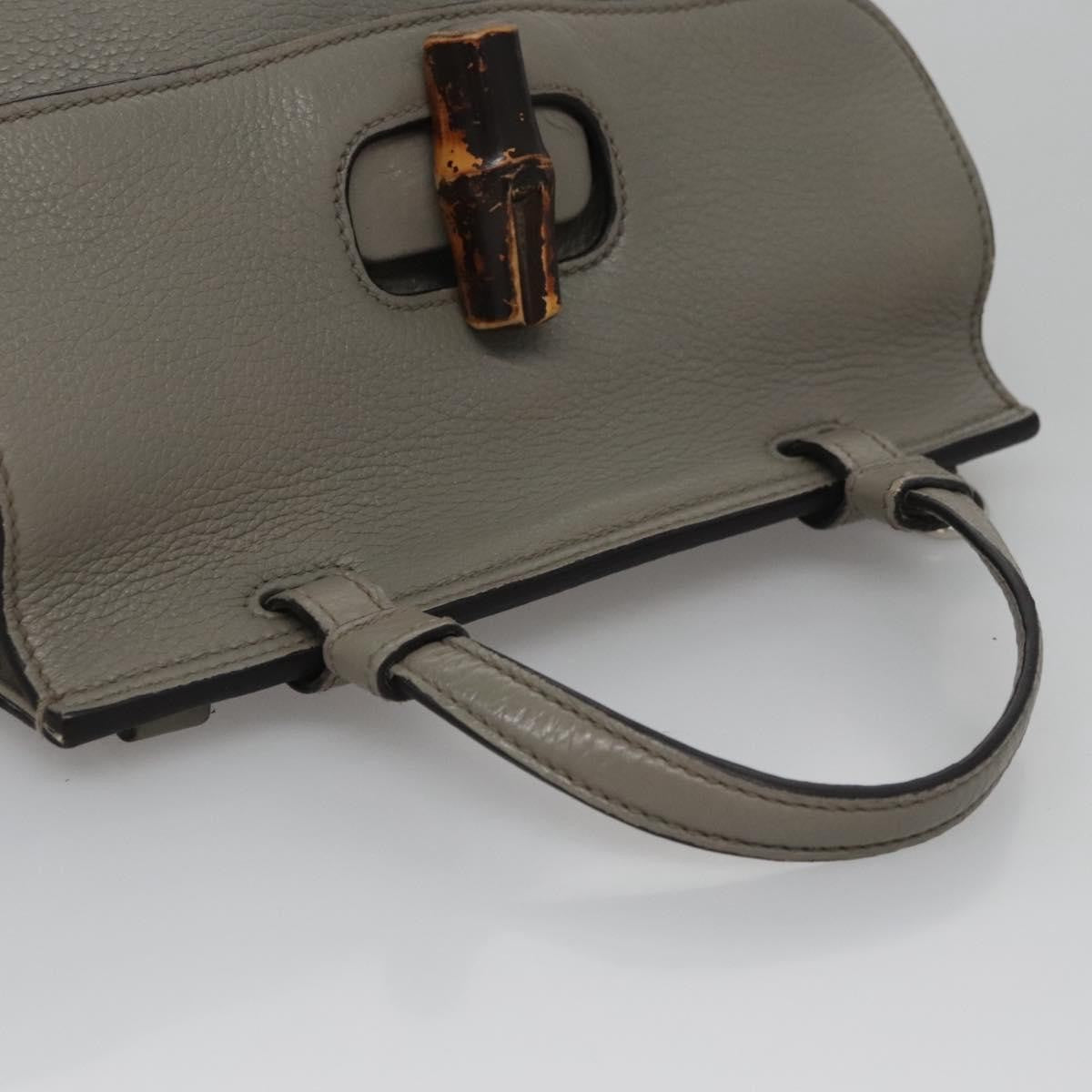 Gucci Bamboo Daily Top Handle Bag Leather Gray Leather Handbag (Pre-Owned)