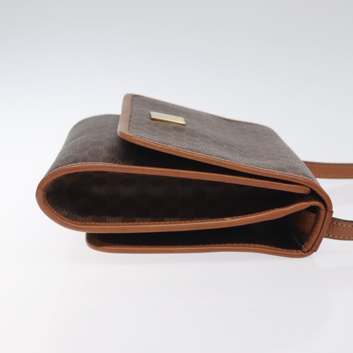 Celine Vintage Macadam Shoulder Bag Canvas And Leather Brown Canvas Shoulder Bag Bag (Pre-Owned)