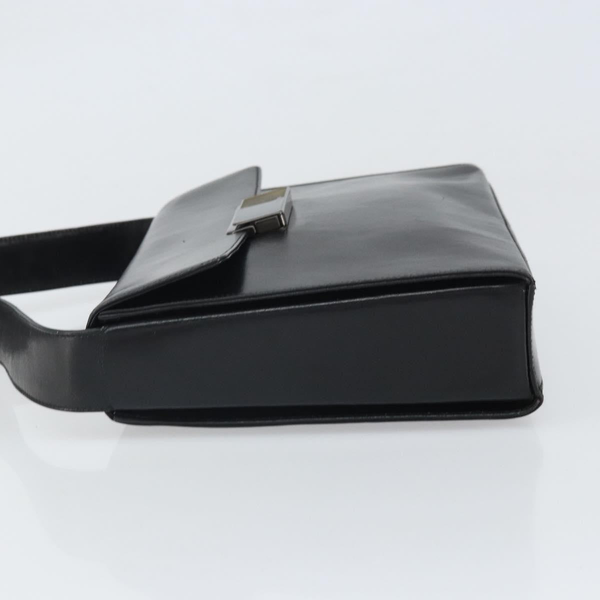 Prada Vintage Flap Shoulder Bag Leather Black Leather Shoulder Bag Bag (Pre-Owned)