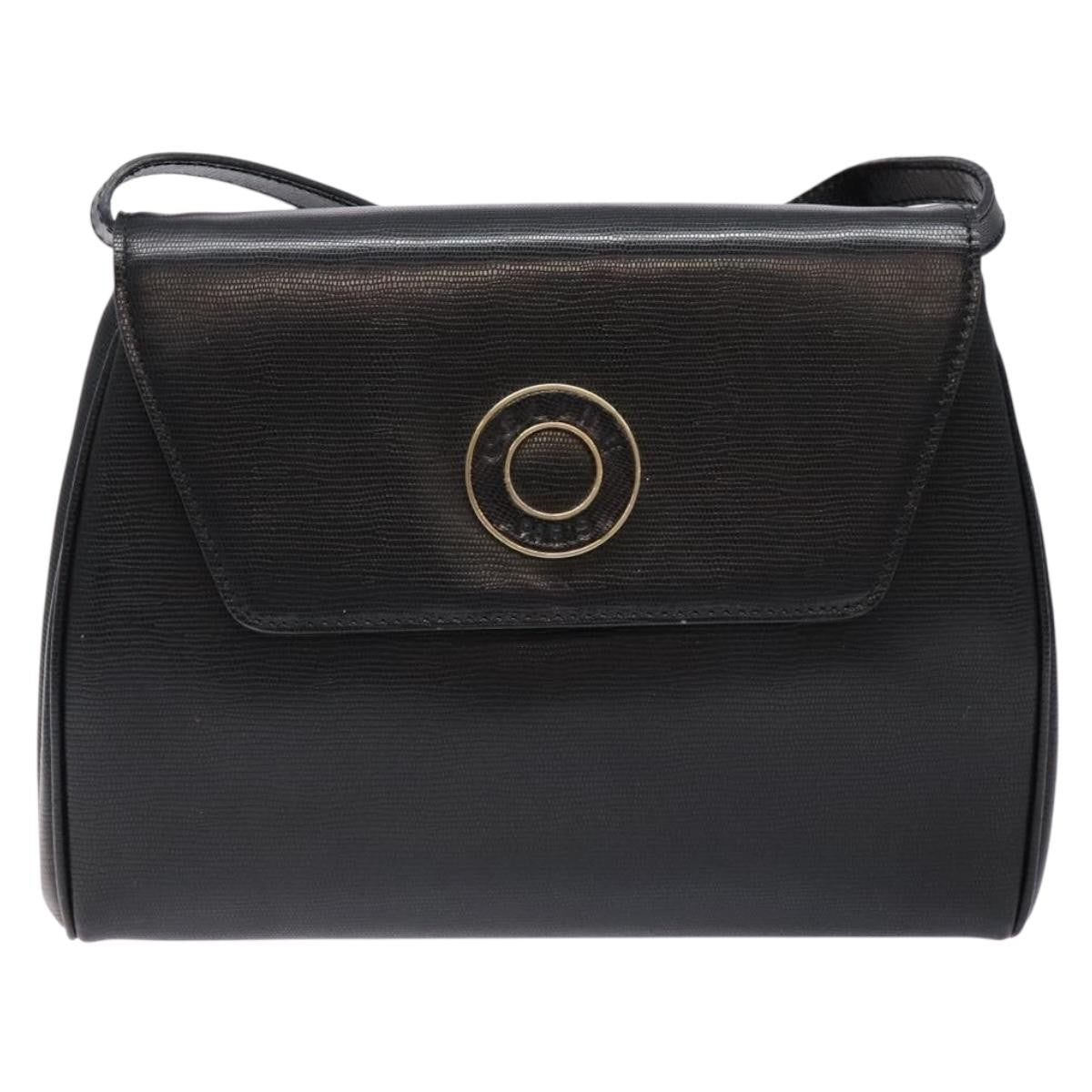 Celine Vintage Circle Logo Crossbody Bag Leather Black Leather Bag (Pre-Owned)
