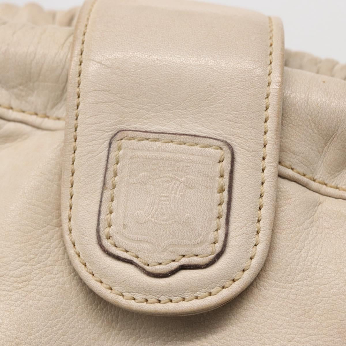 Celine Vintage Shoulder Bag Leather White Leather Shoulder Bag Bag (Pre-Owned)