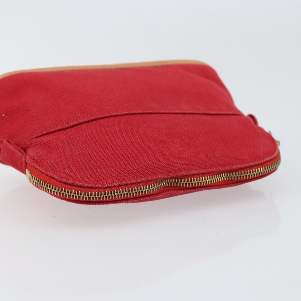 Hermes Bolide Travel Pouch Canvas Red Canvas Clutche & Pouche Bag (Pre-Owned)
