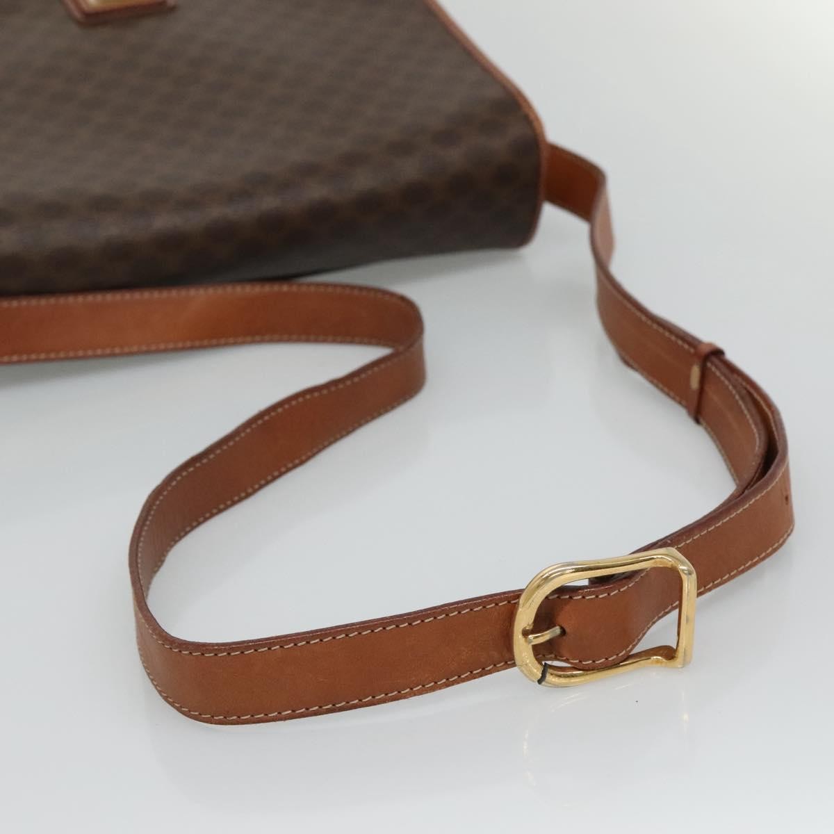 Celine Vintage Macadam Shoulder Bag Canvas And Leather Brown Canvas Shoulder Bag Bag (Pre-Owned)