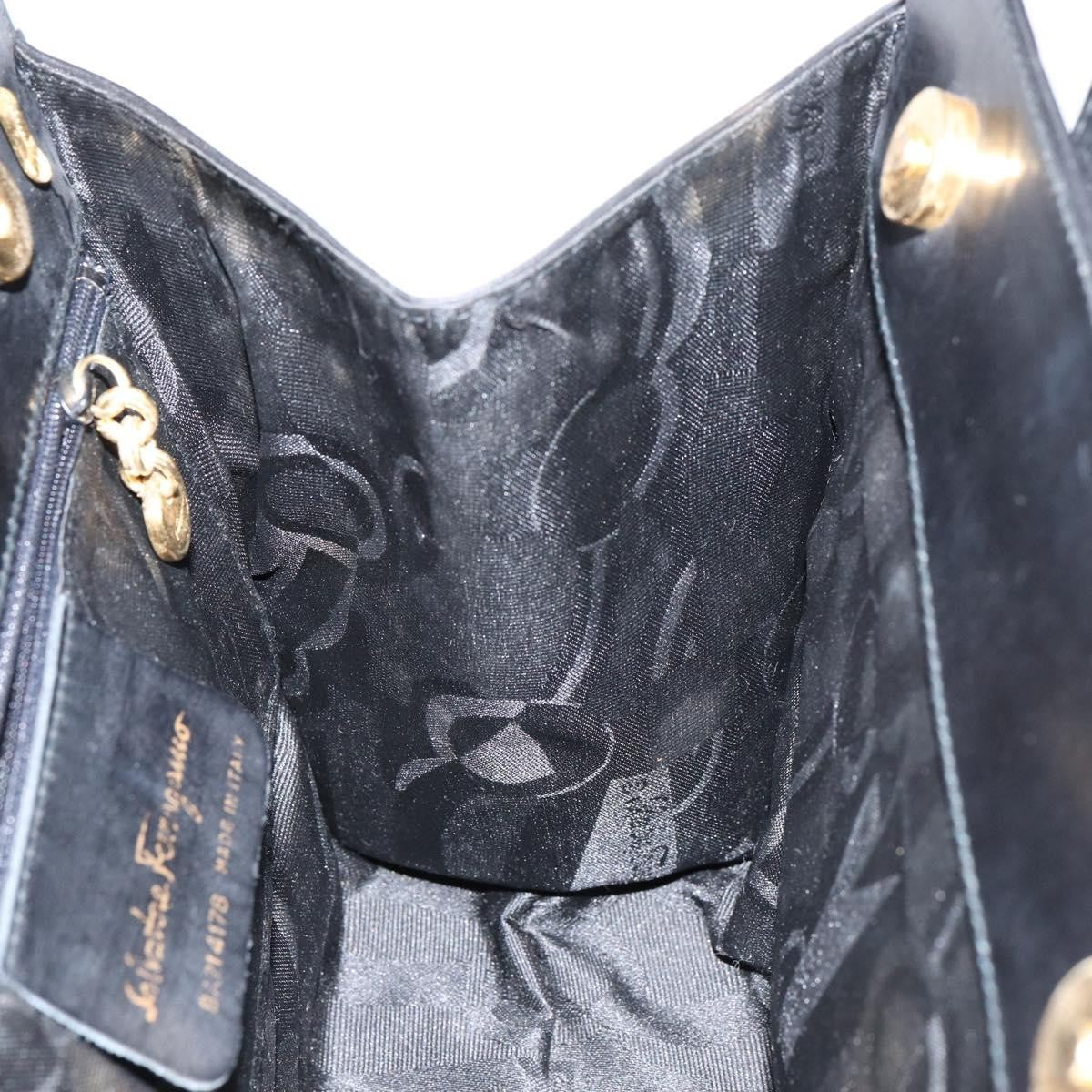 Salvatore Ferragamo Convertible Vara Bow Tote Leather Black Leather Handbag (Pre-Owned)